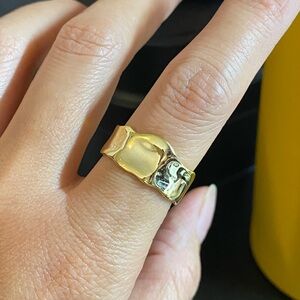 S925 Silver gold irregular open ring